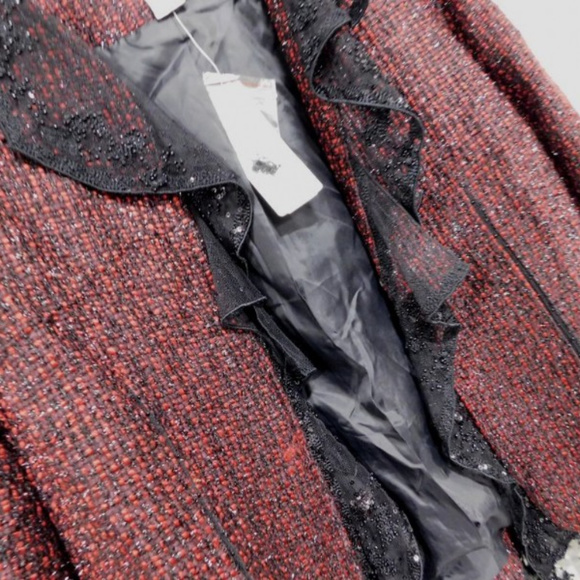 CHICO'S SZ.1  BEADED TWEED BLAZER/JACKET (Gently Used) - Picture 6 of 10